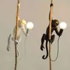 Monkey Lamp kleding Winkel Lamp retro industriële stijl dierhars hennep touwlamp Noordelijke kroonluchter J220613