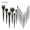 Sywinas Make-up-Pinsel-Set, 15-teilig, hochwertig, schwarz, natürliches Kunsthaar, Nake-Up-Tools-Set, professionell, es W220420