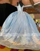 Cinderella Baby Blue Sweetheart Quinceanera Kleider Applikationen Ballkleid Schnürung hinten formelle Abschlussball-Abschlussball-Kleider Prinzessin 322