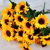 Decorative Flowers & Wreaths Autumn Yellow Sunflower Silk Artificial Bouquet For Wedding Home Decorations Office Party Garden DecorDecorativ