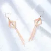 Dangle & Chandelier Wholesale 20 Pairs Hollow Rhombus Double Long Tassel Earrings Rose Gold Silver Color Drop Fashion Jewelry For WomenDangl