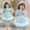 Abiti da ragazza Boutique per ragazze spagnole 2022 Estate Bambini Pizzo Fiocco Ricamo Abito da ballo Bambini Eid Compleanno Lolita Princess DressGirl's