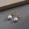 Handgemaakte dangle 8-9mm witte zoetwater barokke parel oorbellen voor vrouwen 3 paren/partij mode-sieraden