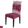 Chair Covers Valentine'S Day Rose Wall Spandex Printed Stretch For Dining Room Banquet Office Seat CoverChair