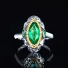 Anéis de casamento vintage clássico clássico anel geométrico embutido verde cavalo olho de zircon moda 925 jóias sier feminino e bdesybag dh2br
