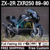 Motorcykelkropp för Kawasaki Ninja ZX2R ZXR250 ZX 2R 2 R R250 ZXR 250 89-98 Kroppsverk 8dh.76 ZX2 R ZX-2R ZXR-250 89 90 ZX-R250 1989 1990 Full Fairings Kit Gloss Black