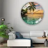 Wall Clocks Nordic Light Luxury Clock Palm Tree Sea Living Room Bedroom Creative Fashion Decoration Mute Simple Glass Dial 30cmWal8661620