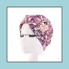 Bonnet/Skl Casquettes Chapeaux Chapeaux Foulards Gants Accessoires De Mode Femmes Musulmanes Bonnet Chapeau Imprimé Chemo Cap Turban Head Wrap Bandana Écharpe Hai