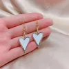 Pendant Necklaces 2pcs 24K Gold Color Brass Summer Woman Zircon Enamel White Heart Shape Charms Pendants Earrings Diy Jewelry FindingsPendan