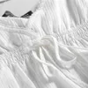 白いシンプルなレースのキャミストップ女性の夏のセクシーなVネックノースリーブ弓コットンタンクフェムメカジュアルビンテージボホブラウスシック220325