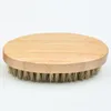 Poils de sanglier cheveux brosse à barbe dur rond manche en bois anti-statique sanglier peigne outil de coiffure pour hommes barbe garniture personnalisable AA