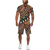 African Printed Women S Men s T Shirts Set mode Vintage Style Tops Tops Shorts Sport and Leisure Summer Man Suit 220621