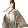 Princesse robe de bal robe de mariée 3D fleur appliques col en V robes de mariée perles personnalisées dentelle robes de mariée