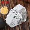 Bracelet en caoutchouc de luxe pour hommes résistants à la saleté Montre Gear Machine Style Chronographe Horloge Squelette Tourbillon Casual Hommes Énorme Montre-bracelet à quartz de sport