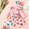 Completi di abbigliamento Set per bambine da principessa Fasce per capelli Pagliaccetto Gonne San Valentino Completi per bebè in tulleSet per adolescentiAbbigliamento