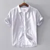 Men's Casual Shirts Summer Shirt Men Short Sleeves Cotton Linen Breathable For Japanese Style Harajuku Soft Korean Clothes TopsMen's