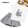 Kids Clothes Girls Tshirt Plaid Skirt Children s For Bow Casual Style Tracksuit 220620