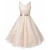 Style Fleur Filles Enfants Dentelle Robes avec Strass Sash Enfants Fête De Mariage Demoiselle D'honneur Vêtements 210329