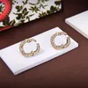 Chic Designer Letter Pendant Earrings Charm Transparent Crystal Ball Studs Ladies Rhinestone Dangler With Gift Box2764