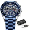 LIGE Men Watch Top Brand Luxury Hollow Watch Men Waterproof Sport Quartz Chronograph Wrist Watch Man Relogio Masculino 220407