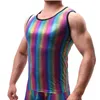 Underskjorta Sexiga herrar Underkläder Rainbow Boxer Boror Thongs Shorts Jumpsuits Tank Tops Slim Fitness Open Buunderpants Pyjamas