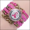 Bracelets de charme bijoux nouveau ruban Cancer du sein de sein de conscience pour les femmes Fait