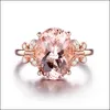 With Side Stones Exquisite And Luxurious Butterfly Morganite Pink Diamond Rings 18K Rose Gold Plated Colorf Jewelry Wome Yyd Yydhhome Dh0T7