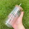 NEU... 16oz 20oz Sublimationsglas-Bierkrüge Wasserflasche Bierdose Tumbler Trinkgläser mit Bambusdeckel und wiederverwendbaren Strohhalm-Eiskaffeetassen Schnelle Lieferung