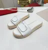 Pantofole da donna Sandali intrecciati Suola con decorazione in metallo Suola spessa Slip-on Scarpe da spiaggia casual Taglia 35-42