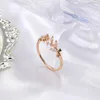 Kreative Blatt Zweig Form Offenen Ring für Frau Mode Koreanische Kristall Finger Ring Schmuck Luxus Hochzeit Party Mädchen Ringe