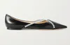 العلامات التجارية الشهيرة Genevi Flats Criss-Cross Crystal Sandals Studed Cains Women's Ballerinas Shoes Lady Lady Ite Comfort Walking EU35-42