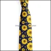 Bow Ties Fashion Accessories Sunflower Men 8cm Slips Slim-Fit Polyester Business Wedding Novelty Casual Gift Drop Delivery 2021 Segiu
