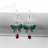 New Chalcedony Bow-tie Dangle Earrings 925 Sterling Silver Marcasite Eardrop for Women