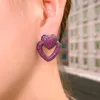 Dangle & Chandelier CWWZircon Geometric Double Heart Shape Pink Cubic Zirconia Drop Earrings For Women Engagement Jewelry Accessories Gift C