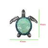 10st/Lot Green Rhinestones Tortoise Pendant Charm för halsband Söt emalj Animal Ocean Sea Turtle Charms för DIY -smycken