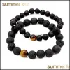 Perlenstränge Armbänder Juwelier Mode Männer Lava Perlen Schwarze Vulkanfein Tiger Augen Energie Stein handgefertigt Buddha Gebet Perlen 2251692