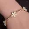 Charme Armbänder Mode Natürliche Katzenauge Stein Schmuck Opal Gold Farbe Kristall Blume Armreifen Für Frauen GeschenkeCharm Inte22
