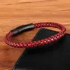 Braccialetti con ciondoli Bracciale in pelle da uomo stile classico Semplice bottone in acciaio inossidabile nero Accessori neutri Gioielli tessuti a mano Regali Fascino Lar