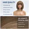 Brun droit court Bob naturel cheveux quotidiens perruques synthétiques pour les femmes blanches avec une frange résistant à la chaleur Cosplay femme fibre perruque 220622