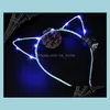 Autres fournitures de fête d'événement Festive Home Garden LED Bandeau d'oreille de chat Light Up Glowing Dhayo