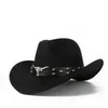 Beretti Fashion Women Men Wool Western Cowboy Cappello da cowboy con tauren Outback jazz toca tappo sombrero size 56-58cmberets Delm22