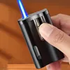 2022 New Windproof Jet Torch Lighter Turbo Metal Butane Lighter Refill Visible Gas Window Inflated Cigarette Cigar Lighters Smoking Gadgets For Man