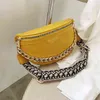 Diamond Lattice PU Leather Waist Bags For Women Luxury Thick Chain Fanny Packs Female Pack Wide Strap Crossbody Belt Bag 220527