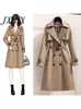 Autumn Winter Women Fashion Wind Breaker Vneck Double Breasted Belt Long Trench Coat Britse stijl Elegante high -end overjas 220812