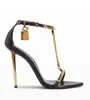 sandali firmati di marca di lusso Sandalo da donna con lucchetto scarpe firmate cinturino in pelle a punta con tacco a specchio in oro
