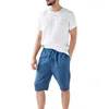 Herren-Shorts für Herren, trendige, entspannte Passform, kurze Schnürhose, atmungsaktive Herrenhose mit mittlerer Leibhöhe für den Urlaub