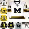 Chen37 C26 Nik1 Sdelan Larkin New Michigan Wolverines White Blue Hockey Jersey 100 ٪