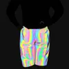 Drop Bunte Reflektierende Shorts Männer Jogging Hip Hop Kurze Hosen Laser Jogger Frauen Club Dance Fitness Laufende Jogginghose 220715