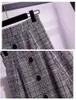 2022 Nieuwe herfst- en winter retro plaid verdikte rok dames groot formaat midden-lengte Koreaanse versie hoge taille a-line rok L220725