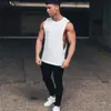 Erkek gündelik moda tankı üstü spor spor fitness egzersiz pamuk kolsuz gömlek yaz giyim erkek uzatır uzun singlet hip hop yelek w220426